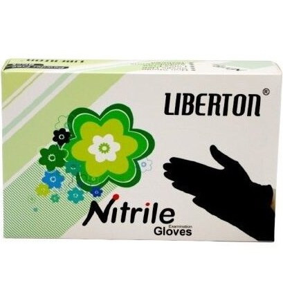 دستکش نیتریل بدون پودرلیبرتون LIBERTON مشکی بسته 100 عددی
